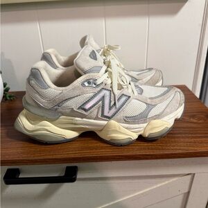 New Balance 9060 Cream and Gray Chunky Sneakers
